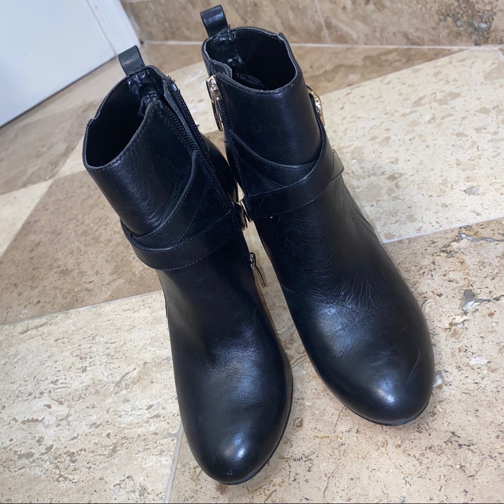 Marc Fisher Leather Booties- Gold Detail & Buckles - Picture 2 of 16